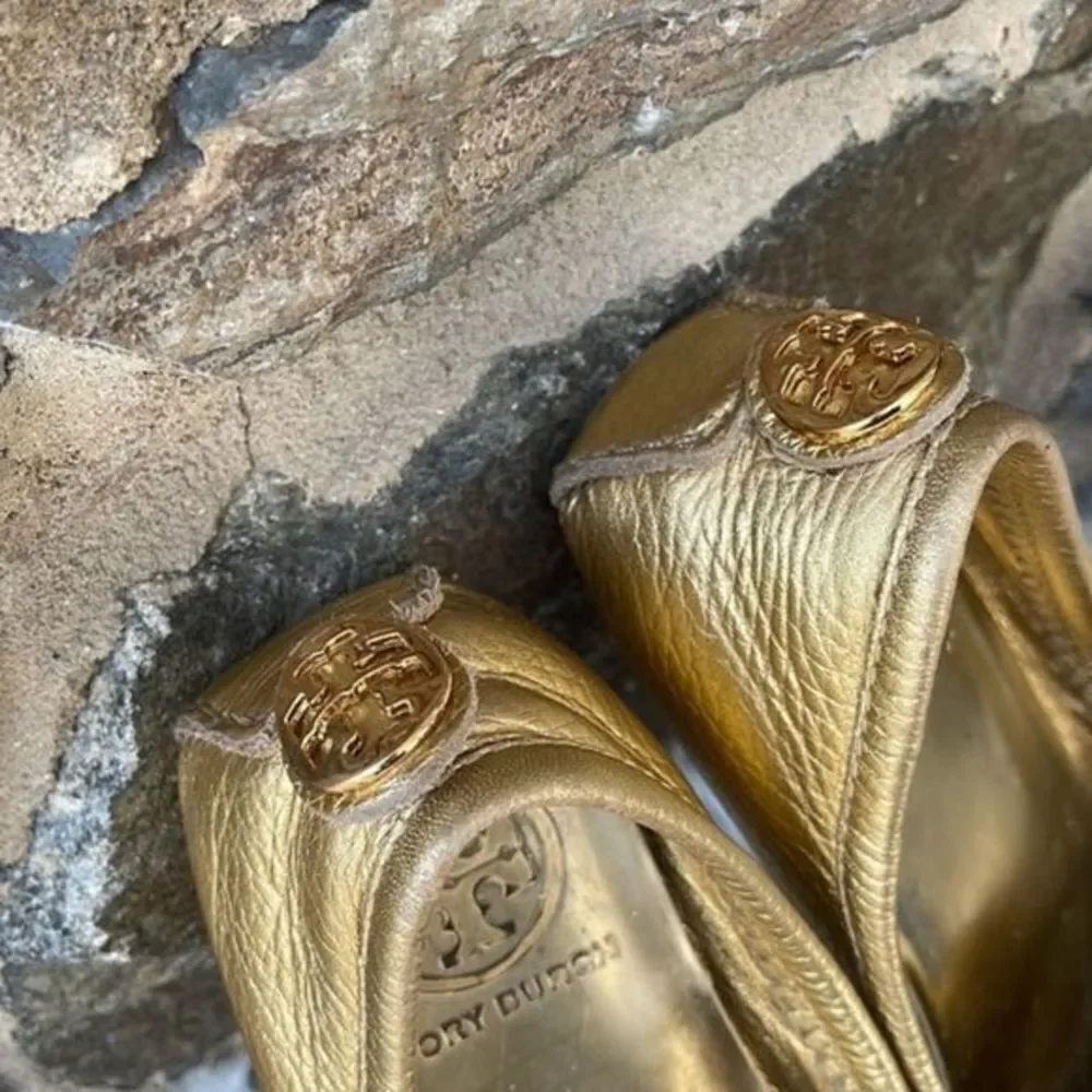 Tory Burch lawrence metallic tumbled leather shoe size 6.5